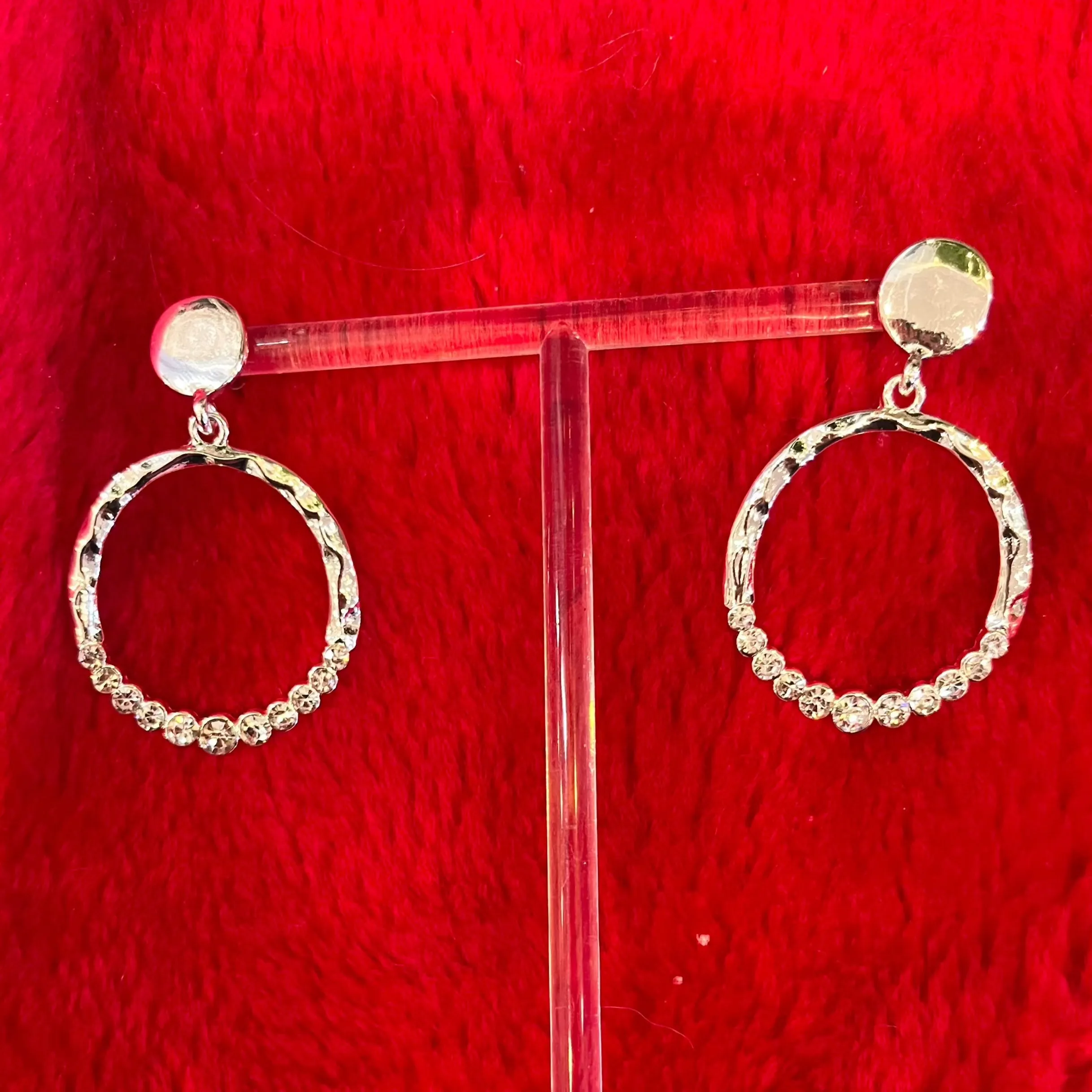 Over the Top Hanging Circle Diamond Embedded Earrings