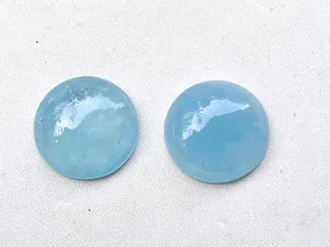 Pair of Aquamarine gemstone Round Shape Cabochon