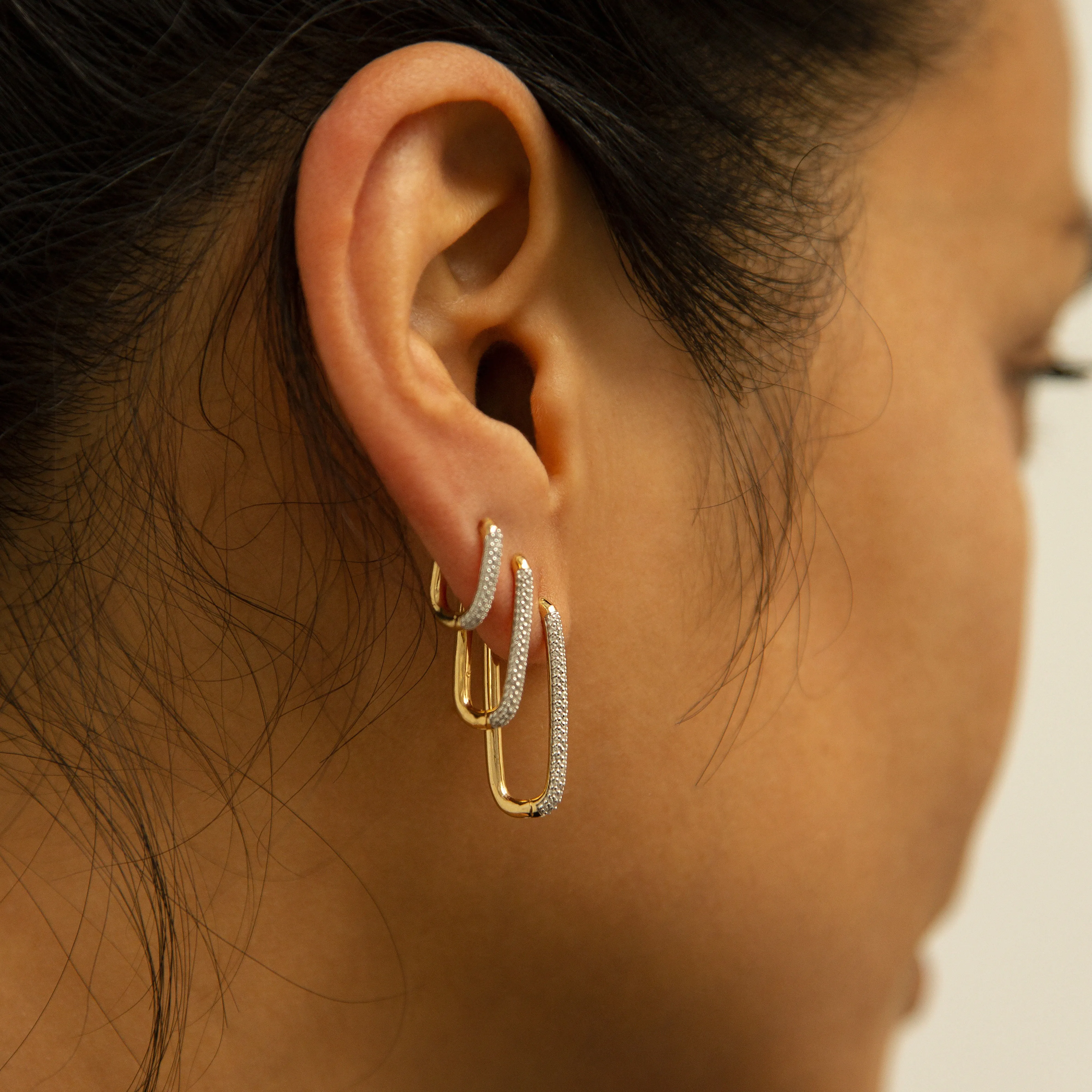 Paperclip Small White Topaz Earring
