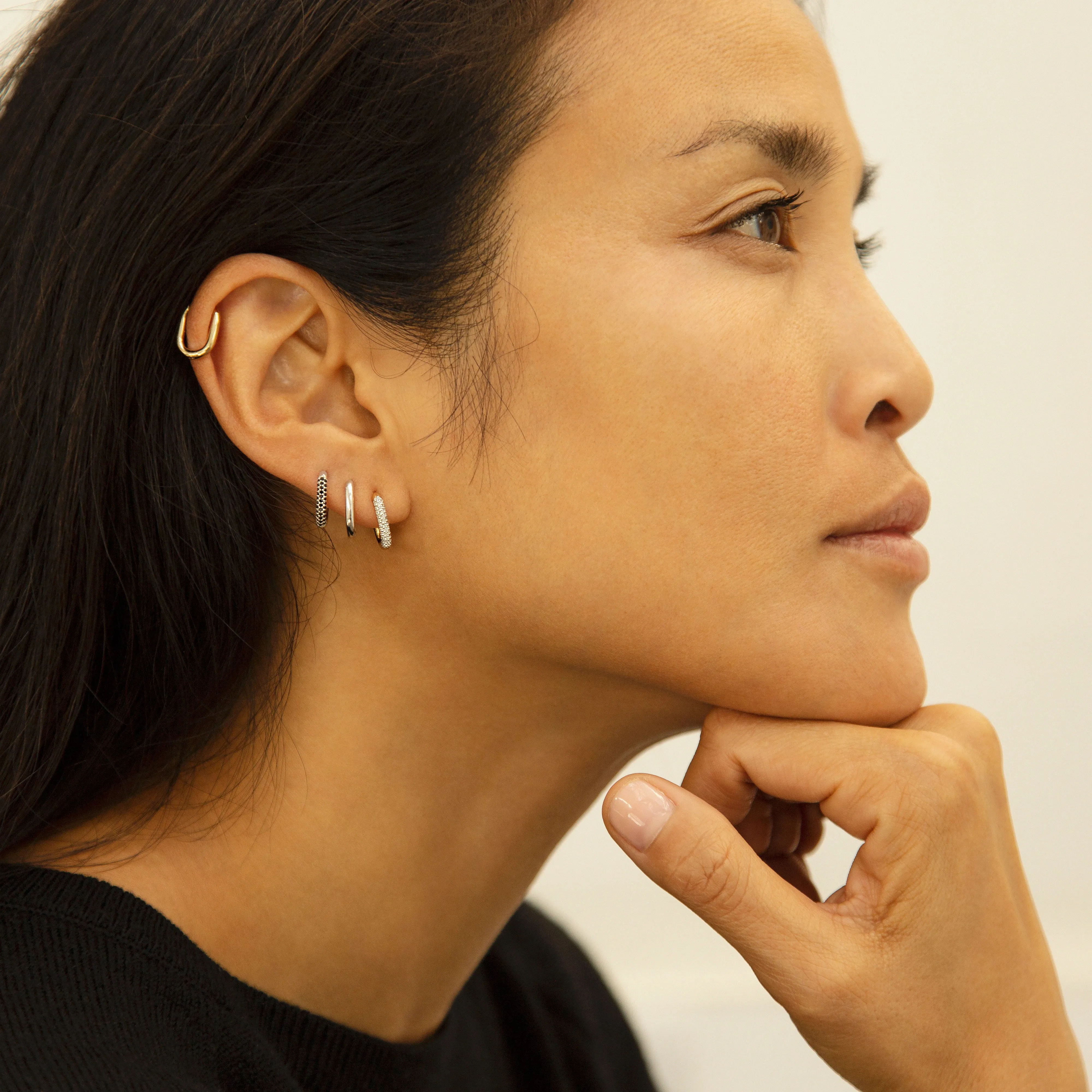Paperclip Small White Topaz Earring