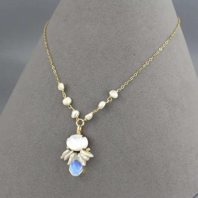 Pearl Beaded Big Bee Necklace
