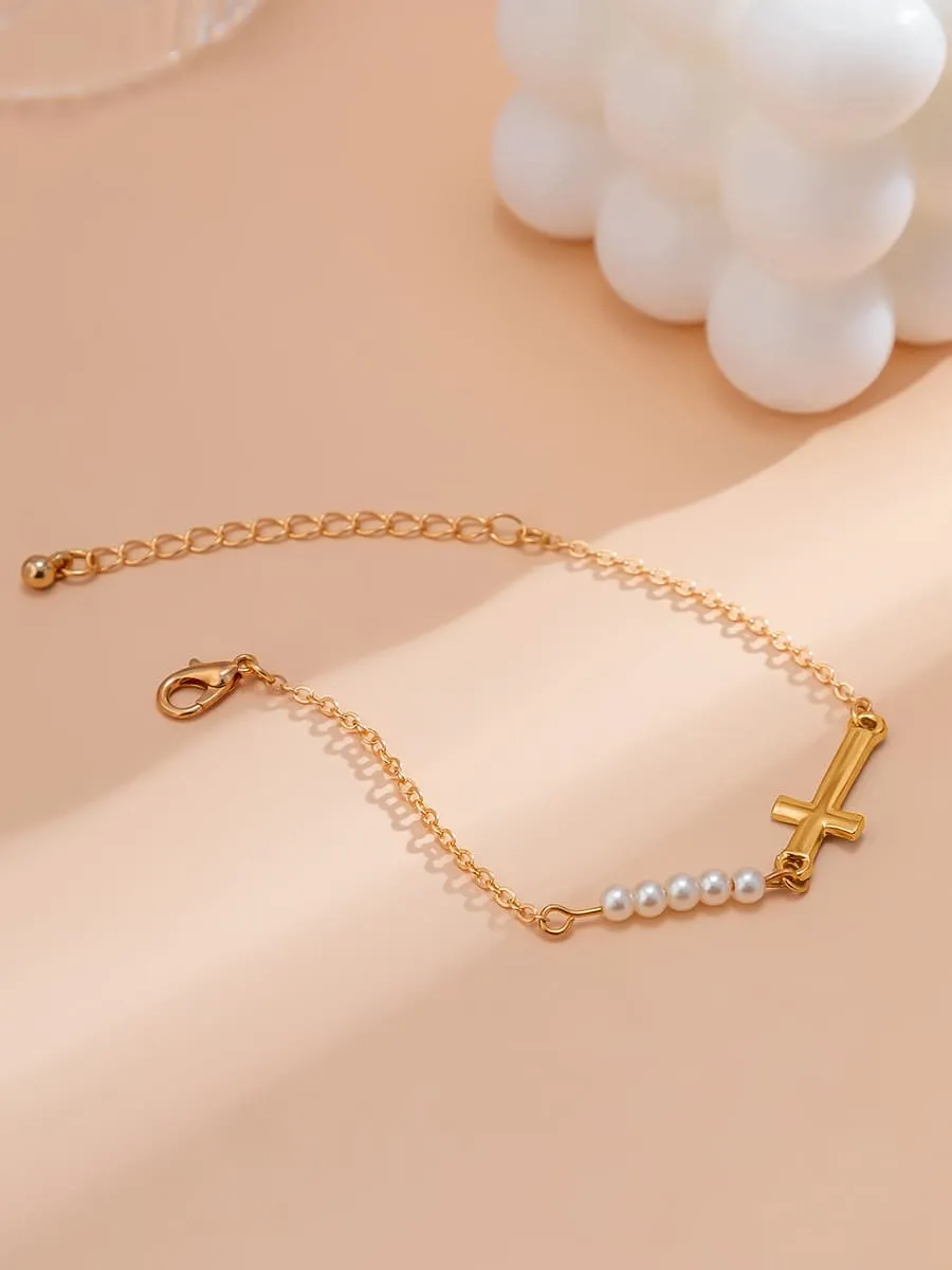 Pearl Cross Bracelet