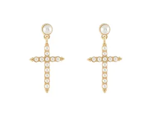 Pearl Cross Earring