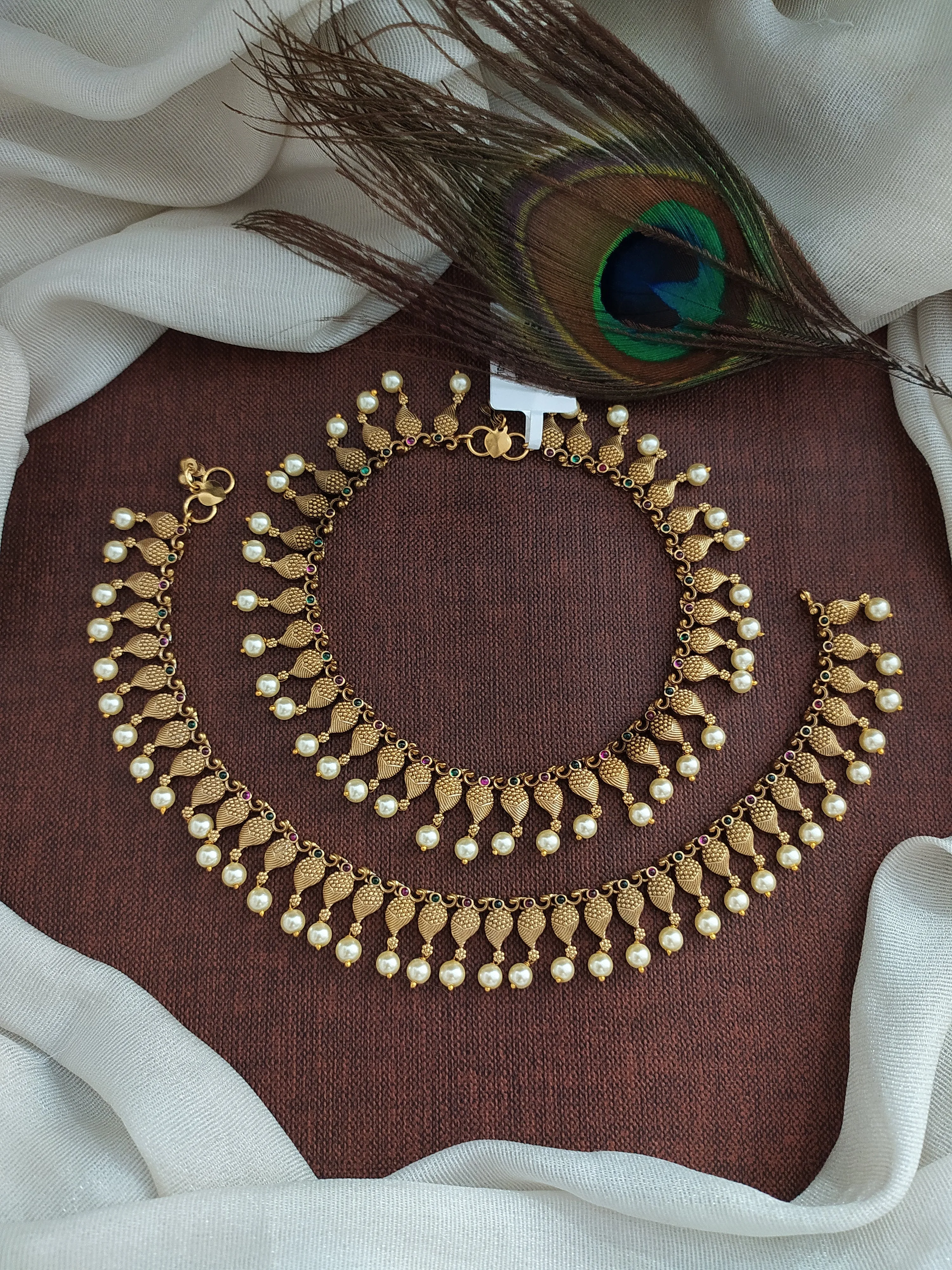 Pearls & Kemp Stones Captivating Antique Anklets