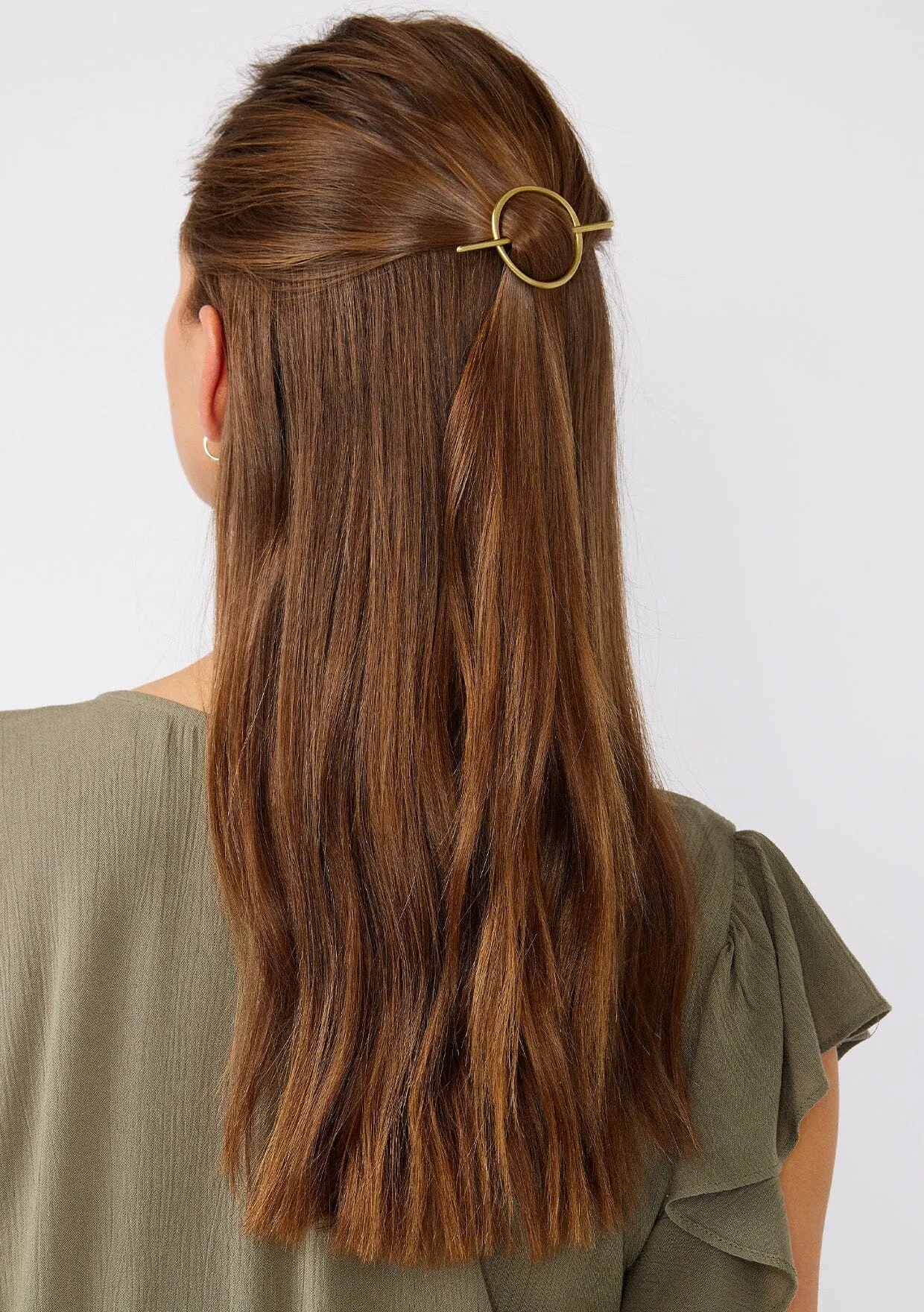 PeLo Modern - Small Abstract Oval Brass Hair Slide