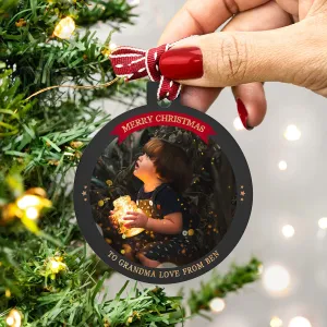 Personalised Photo Christmas Bauble For Grandma