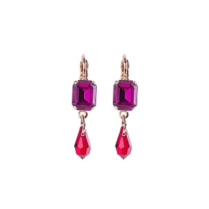 Petite Emerald Cut and Dangle Leverback Earring in "Hibiscus" *Preorder*