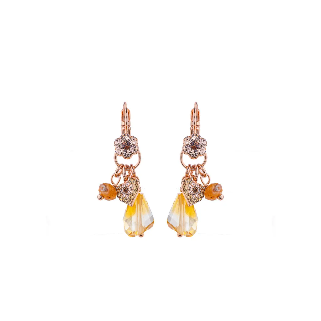 Petite Flower Dangle Leverback Earrings in "Chai" *Preorder*