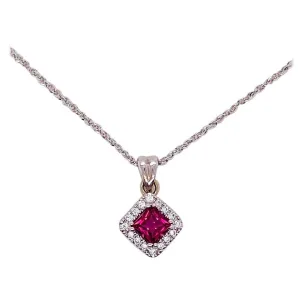 Pink Tourmaline & Diamond Halo Necklace