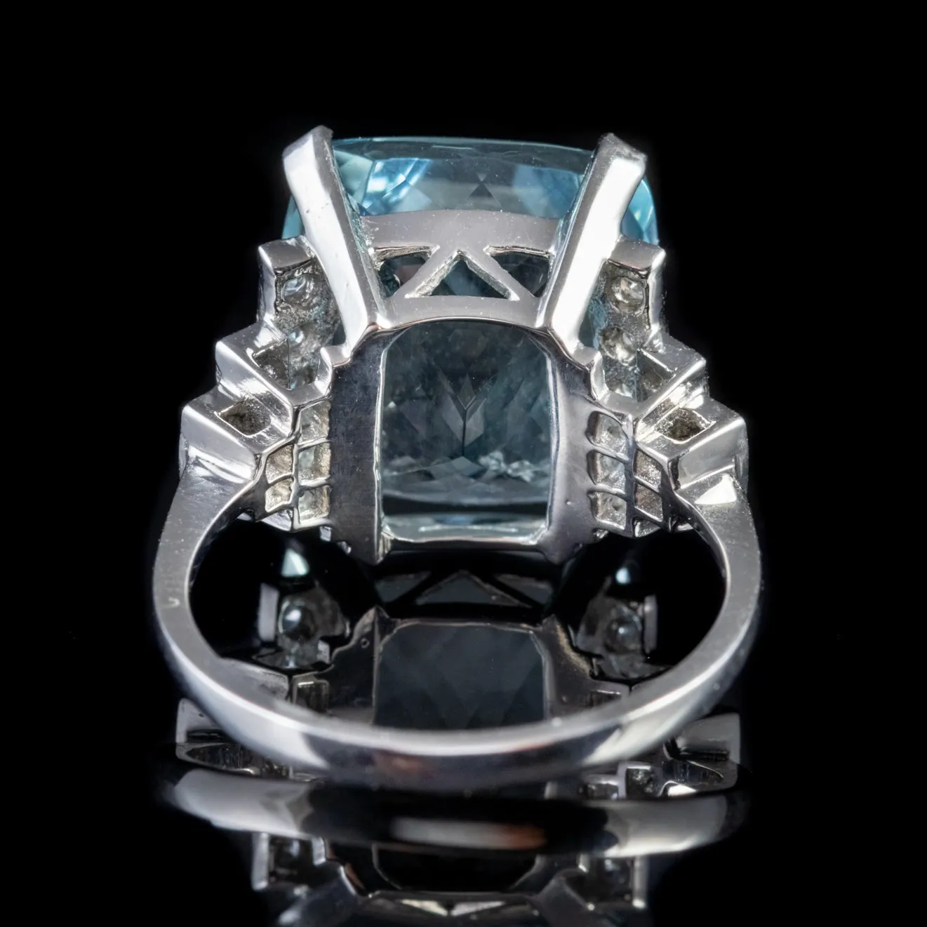 Platinum 16Ct Large Aquamarine Diamond Ring