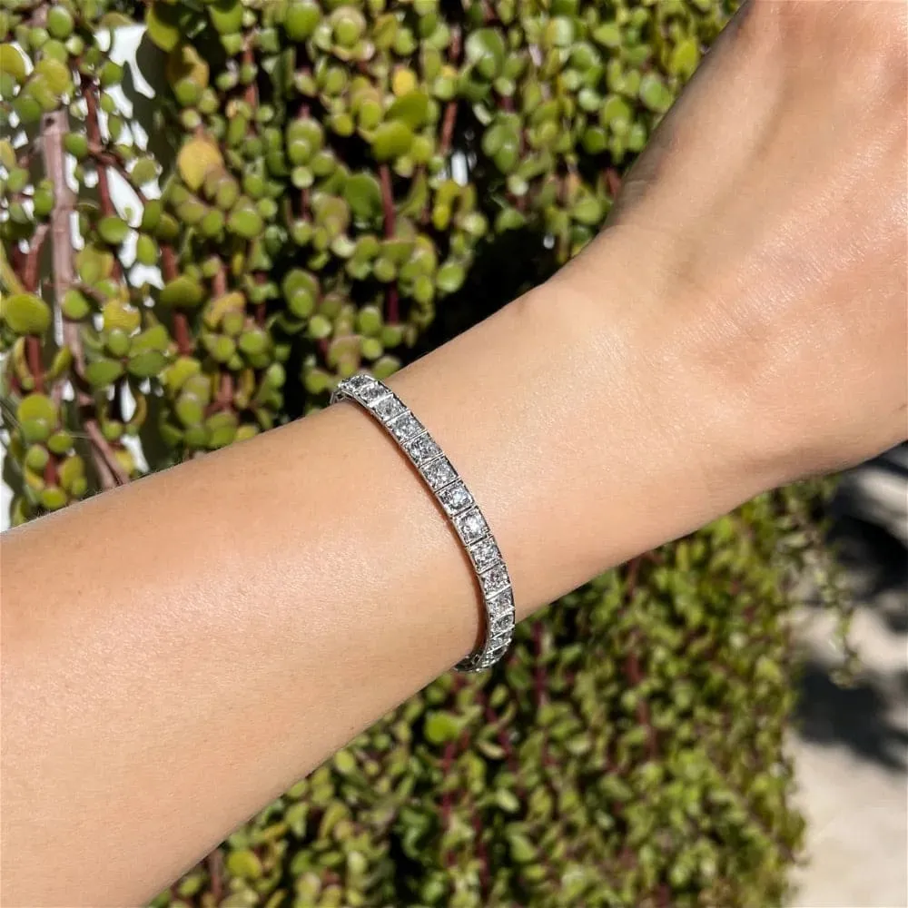 Platinum Art Deco 16.70 cttw Old European Cut Diamond Line Bracelet at Regard Jewelry in Austin, Texas