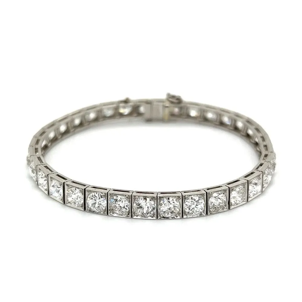 Platinum Art Deco 16.70 cttw Old European Cut Diamond Line Bracelet at Regard Jewelry in Austin, Texas