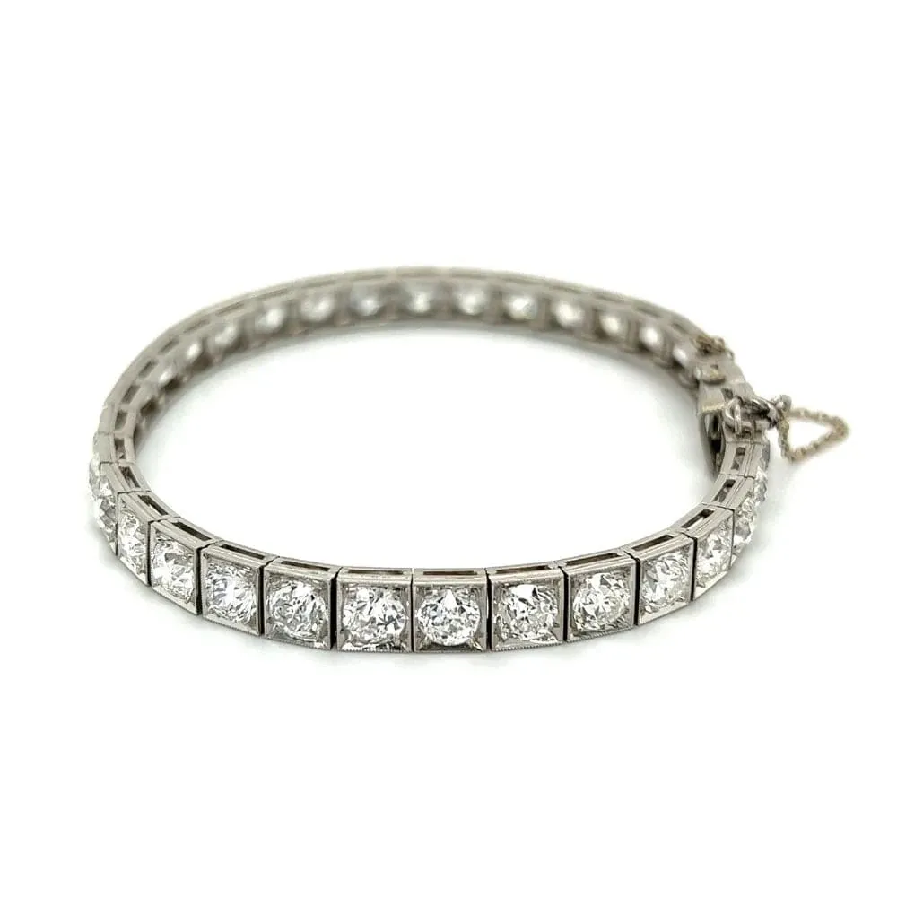 Platinum Art Deco 16.70 cttw Old European Cut Diamond Line Bracelet at Regard Jewelry in Austin, Texas