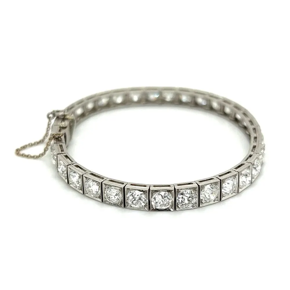 Platinum Art Deco 16.70 cttw Old European Cut Diamond Line Bracelet at Regard Jewelry in Austin, Texas