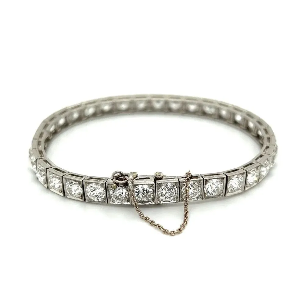 Platinum Art Deco 16.70 cttw Old European Cut Diamond Line Bracelet at Regard Jewelry in Austin, Texas