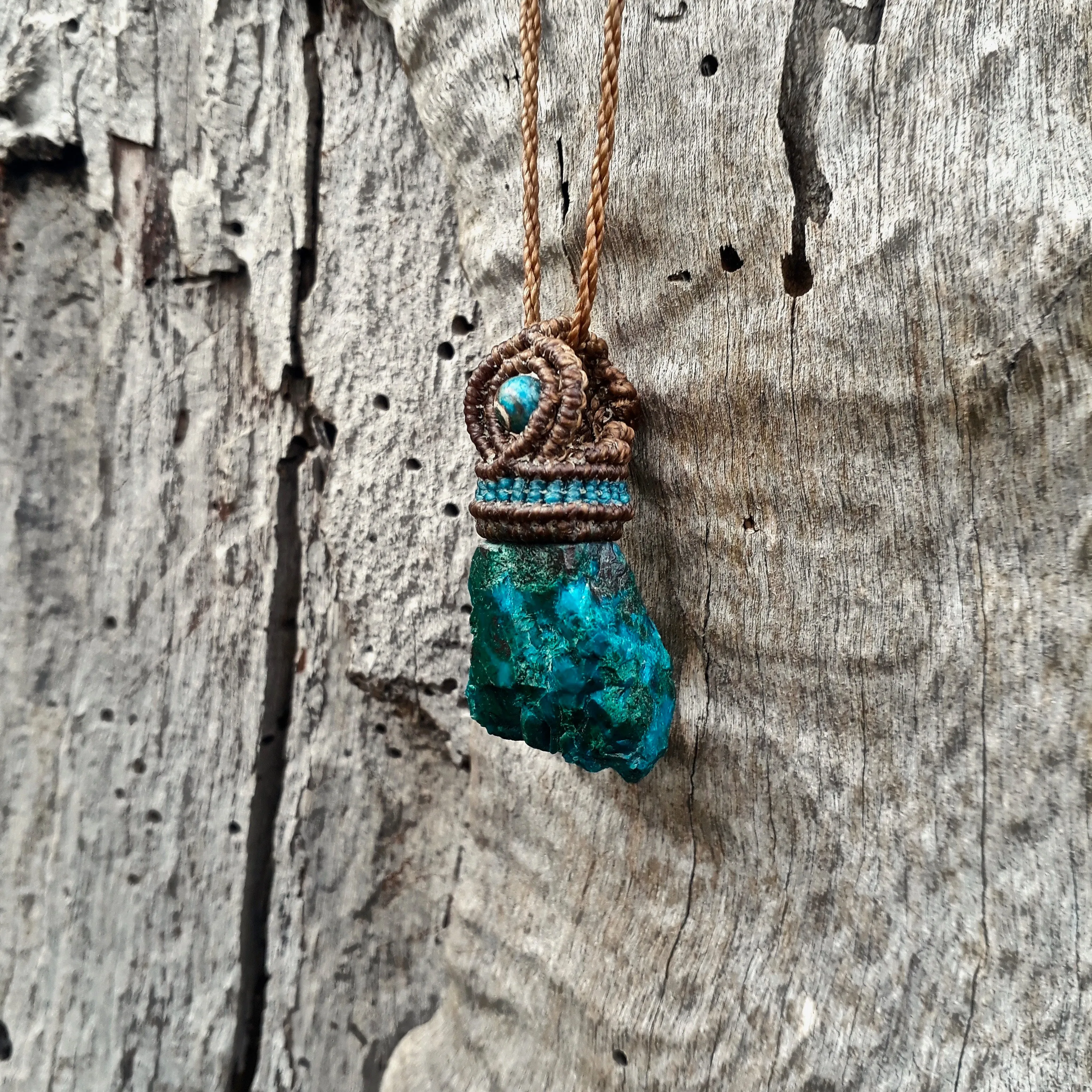 Raw chrysocolla necklace