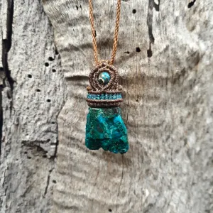 Raw chrysocolla necklace