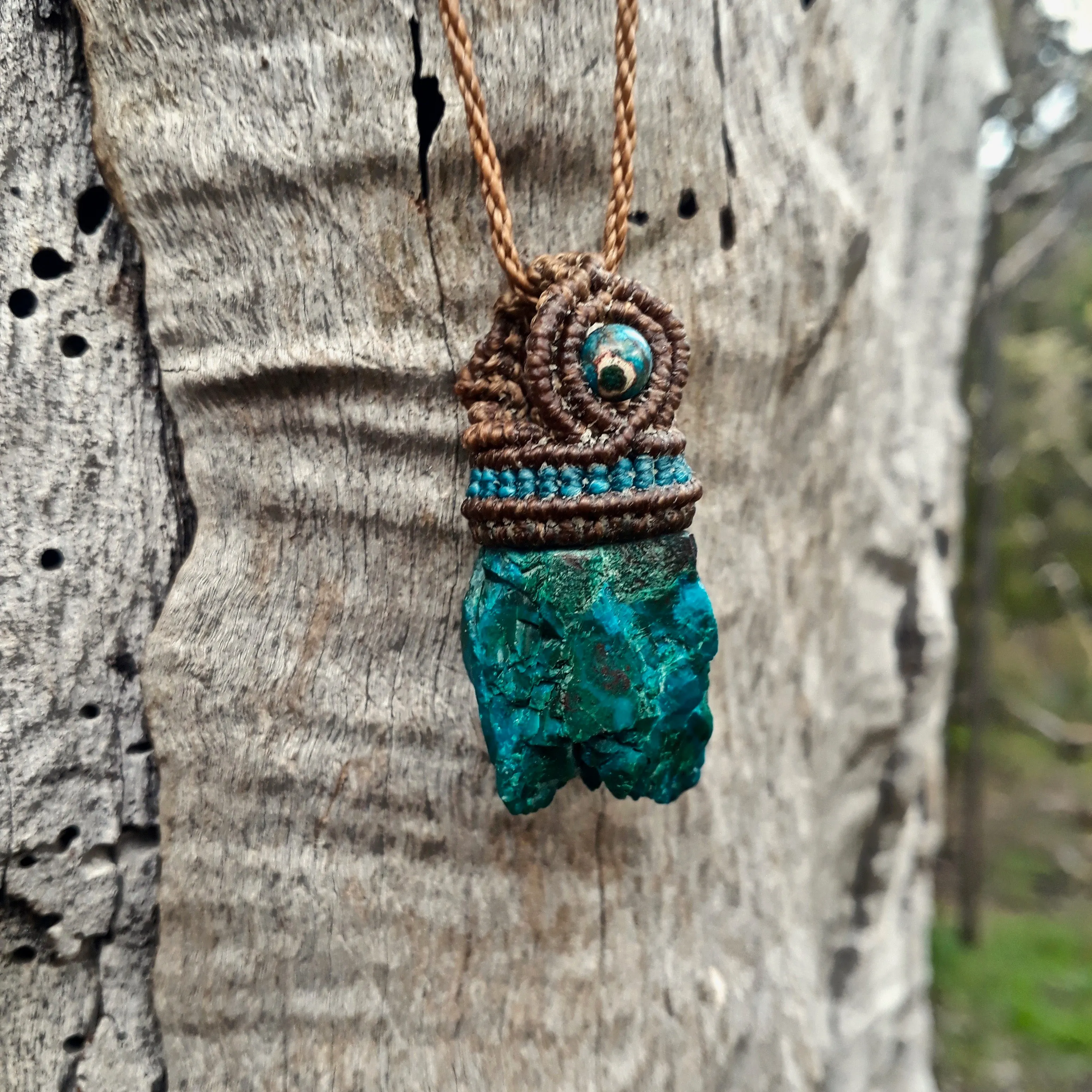 Raw chrysocolla necklace