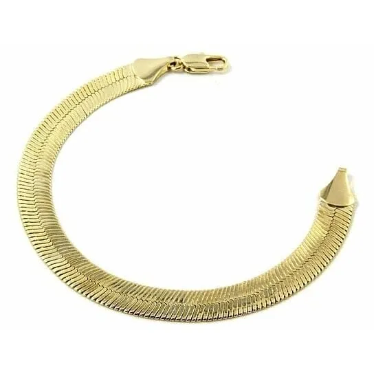 Real Gold Filled High Polish Finsh Magic/snake Chain Bracelet Flat Herringbone