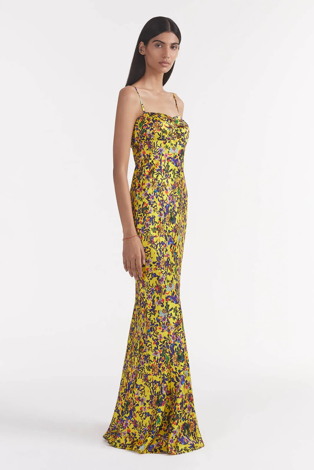 Renee Long Dress In Ornamental Citrine