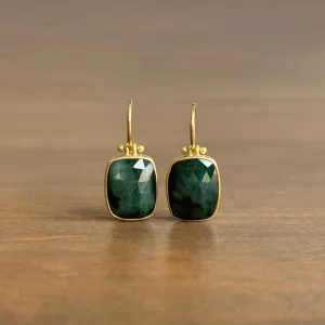 Rose Cut Emerald Rectangle Earrings