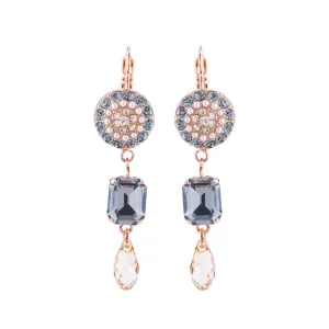 Round Pavé and Emerald Cut Leverback Earrings in "Earl Grey" *Preorder*
