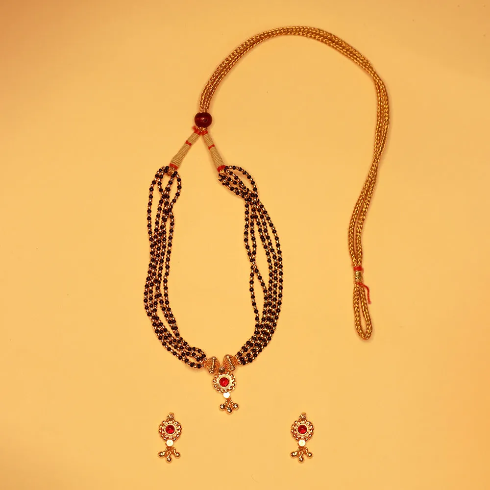 Royal Black Mangalsutra with Stunning Gold Plating