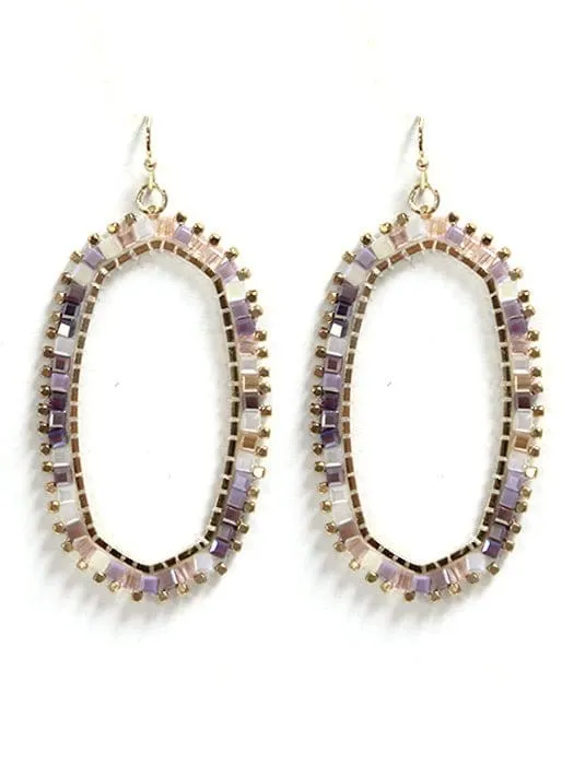 SE7162 Hexagon Stone Cutout Earrings