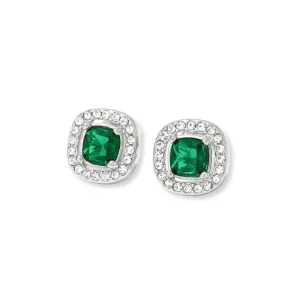 SERENITY STUD EARRINGS SILVER-EMERALD