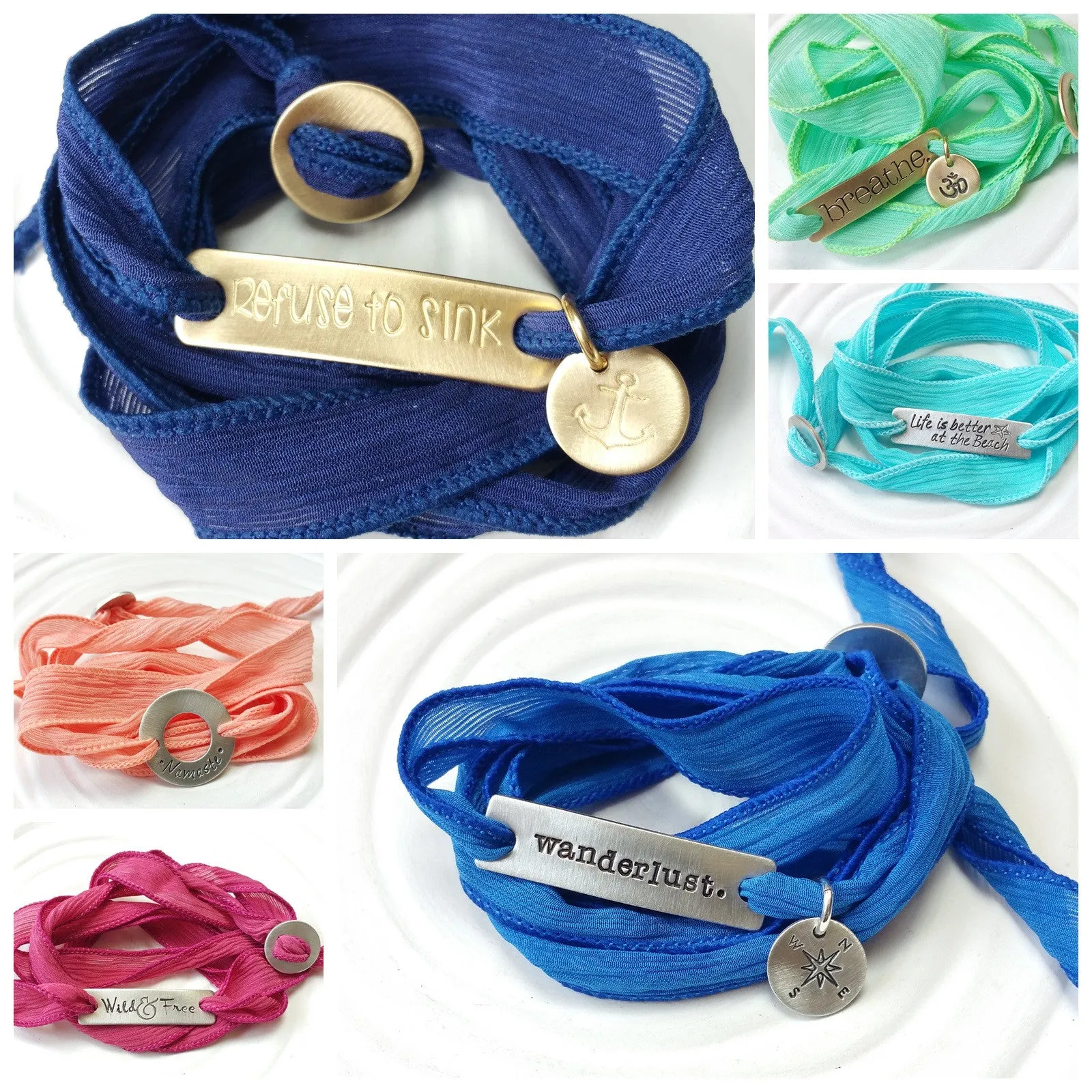 Silk Ribbon Wrap Bracelet | Exclusive Slide Clasp | Washer Style