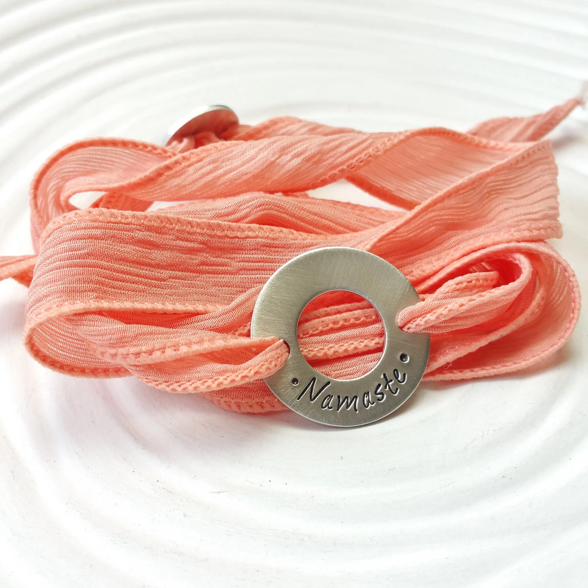 Silk Ribbon Wrap Bracelet | Exclusive Slide Clasp | Washer Style