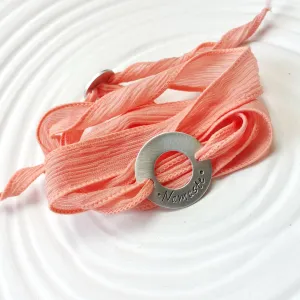 Silk Ribbon Wrap Bracelet | Exclusive Slide Clasp | Washer Style
