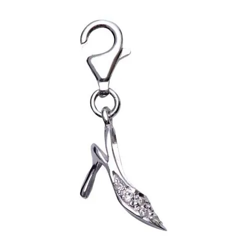 Silver Crystal High Heel Charm