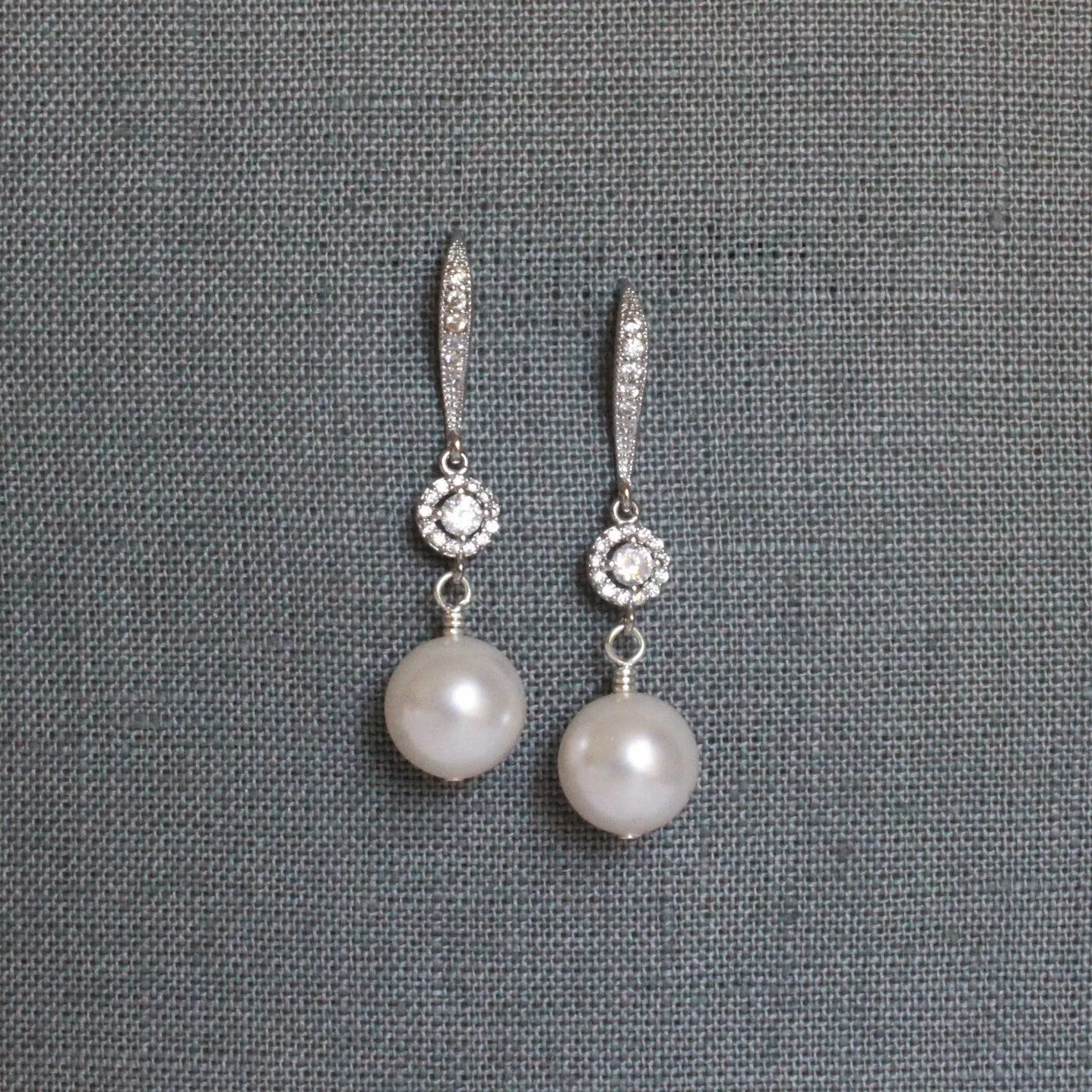 Silver Dangle Pearl Earrings