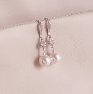 Silver Dangle Pearl Earrings