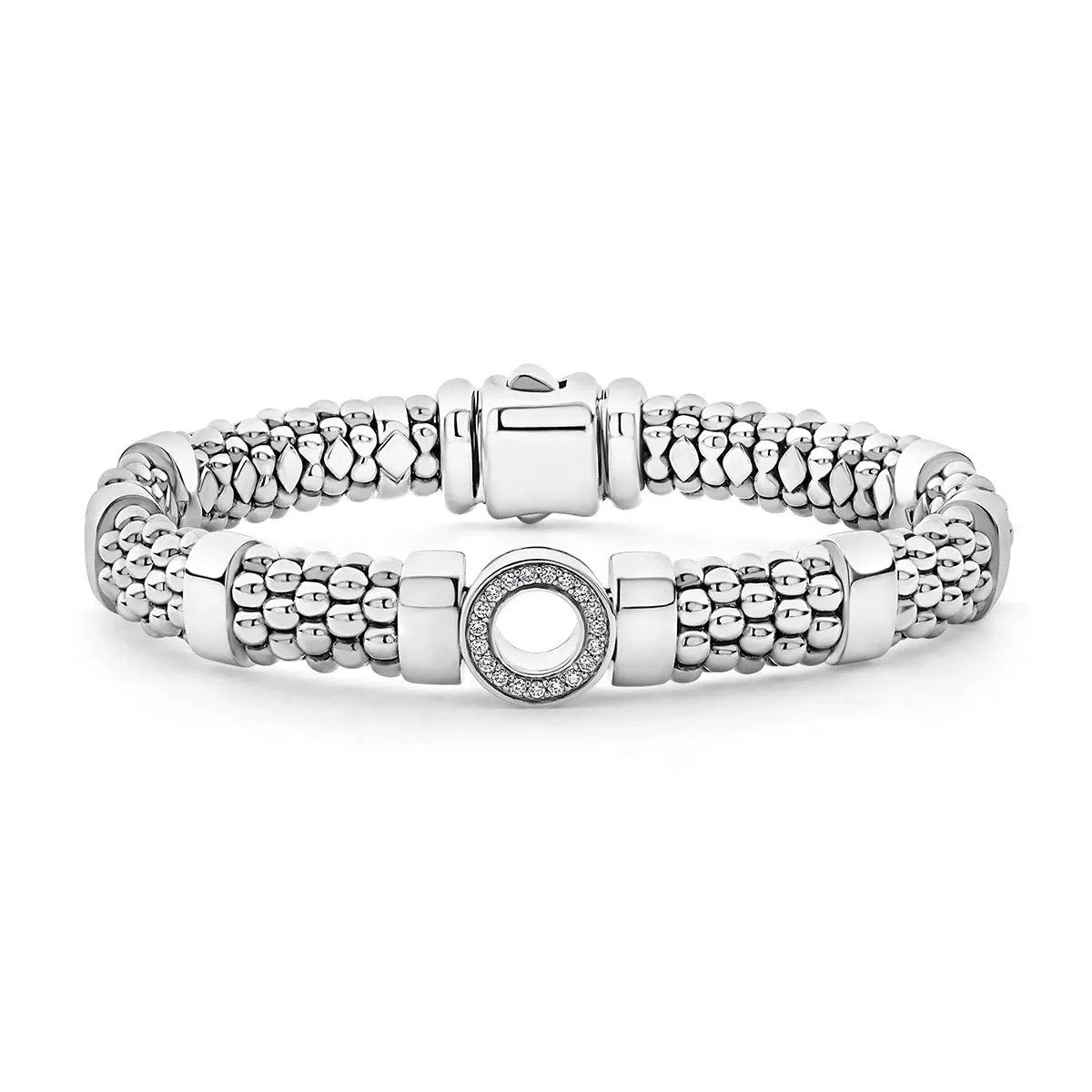 Single Station Diamond Circle Caviar Bracelet