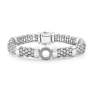 Single Station Diamond Circle Caviar Bracelet