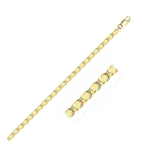 Size: 10'' - 3.0mm 10k Yellow Gold Heart Anklet