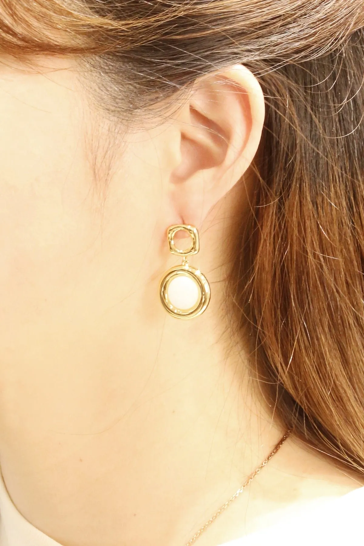 SJE310953 14K Round Double Drop Dangle Earrings