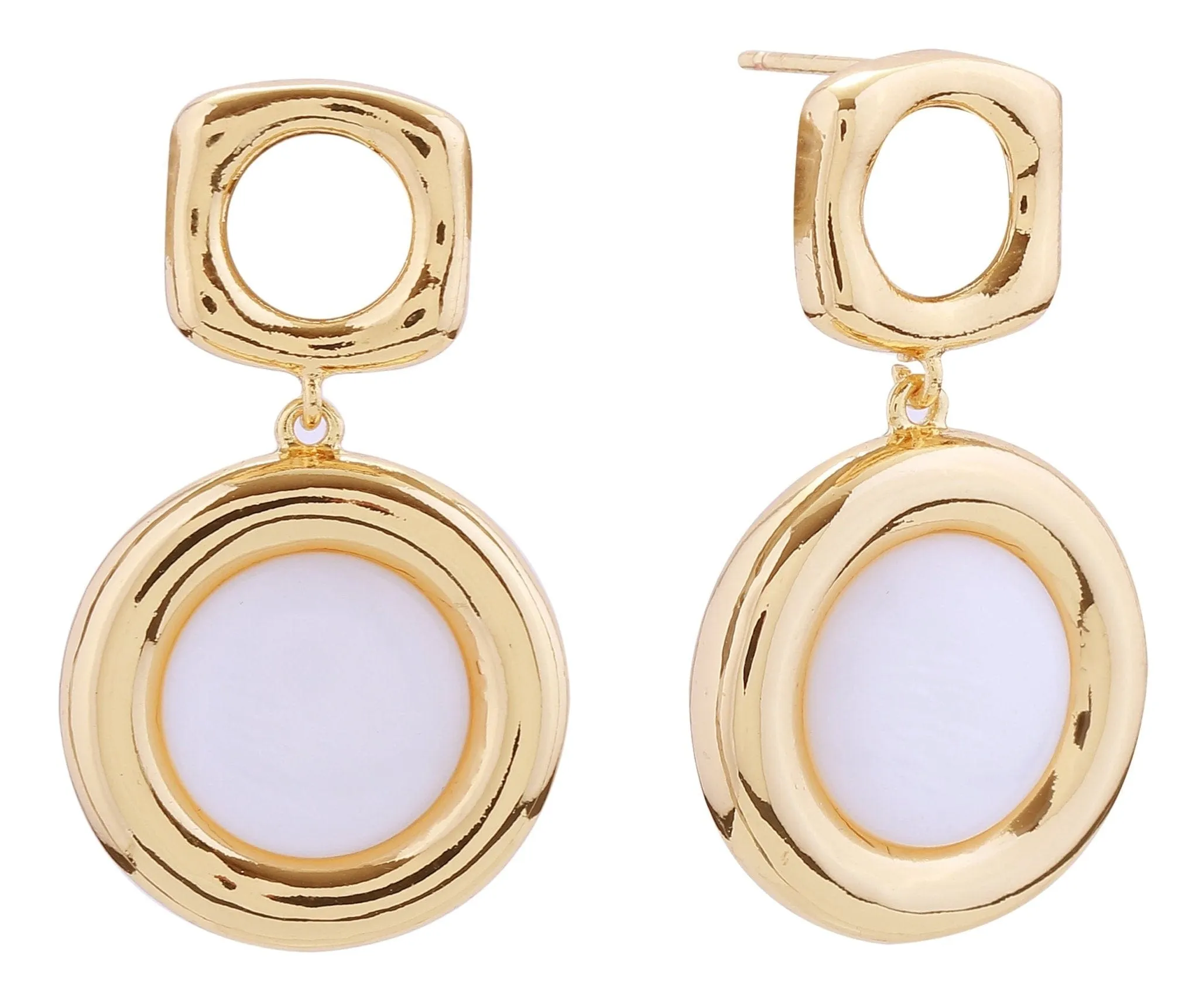 SJE310953 14K Round Double Drop Dangle Earrings