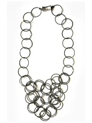 Slate Wire Rings with Moonstone Beads Necklace