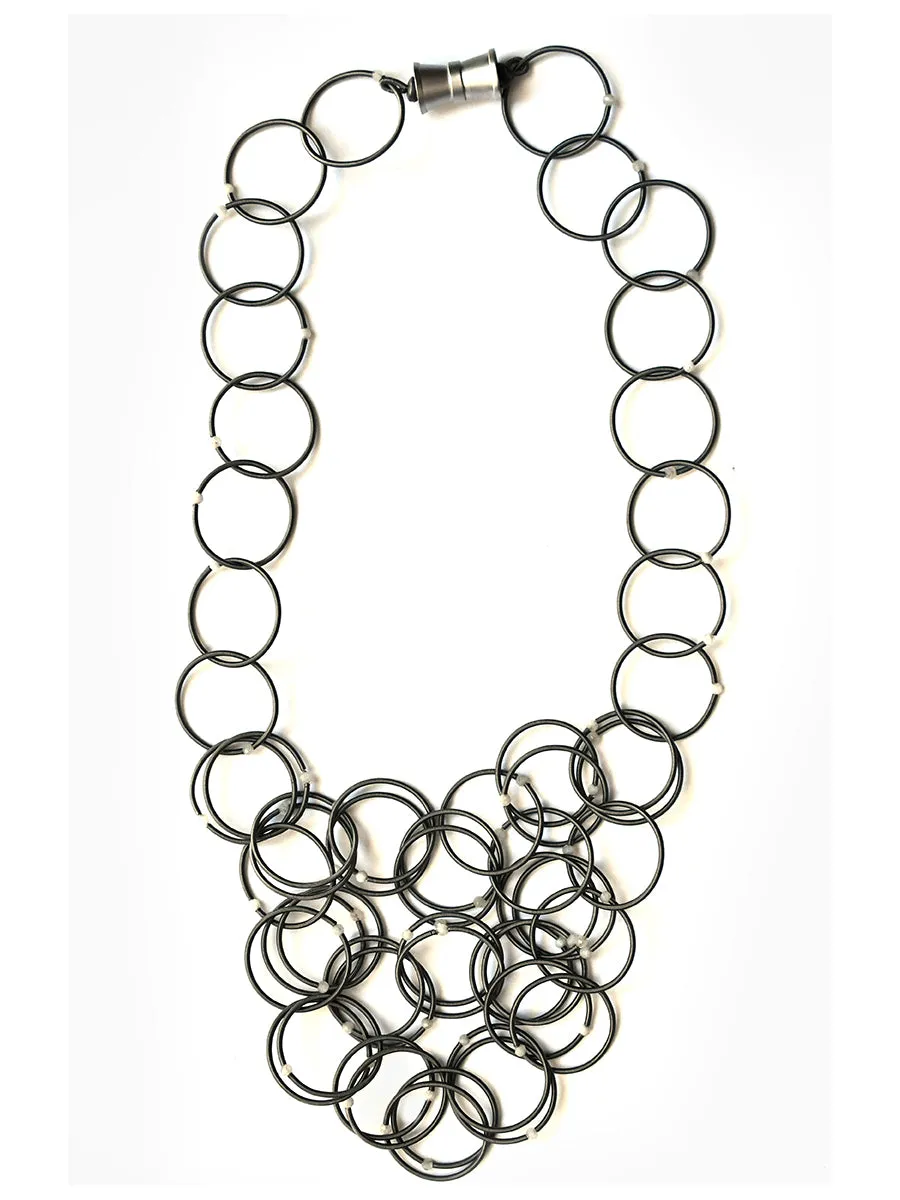 Slate Wire Rings with Moonstone Beads Necklace