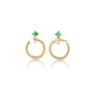 Special Edition "Galaxy Wrap Hoop" Earrings with Emerald and Diamond