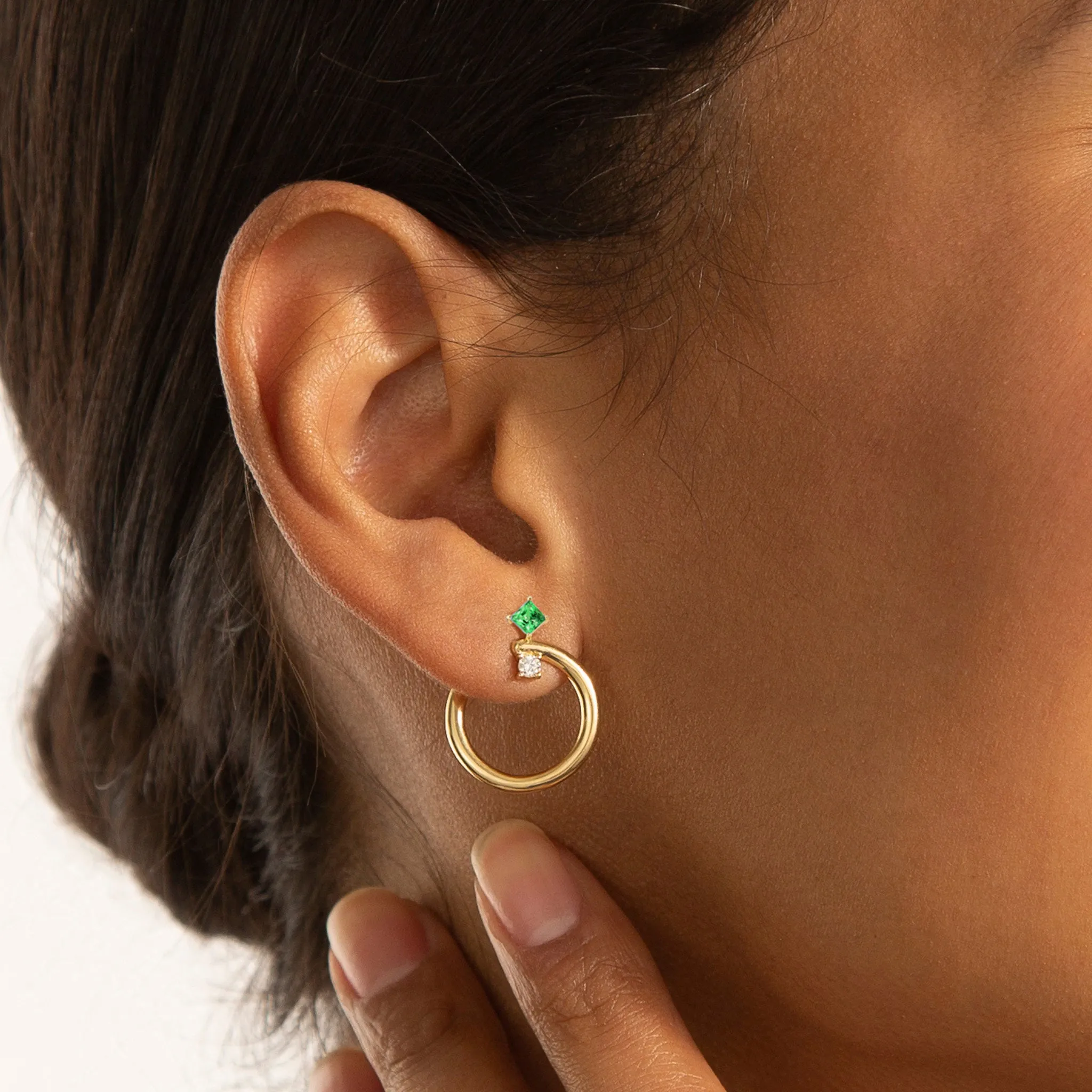 Special Edition "Galaxy Wrap Hoop" Earrings with Emerald and Diamond