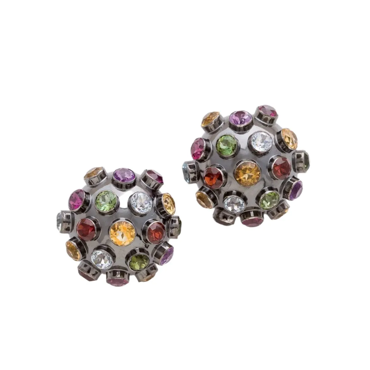 Sphere Earrings with Precious Stones