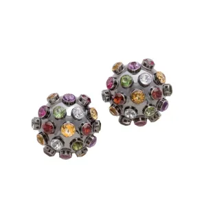 Sphere Earrings with Precious Stones