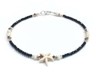 Starfish Ankle Bracelet - Anklet - Beach Anklet - Black