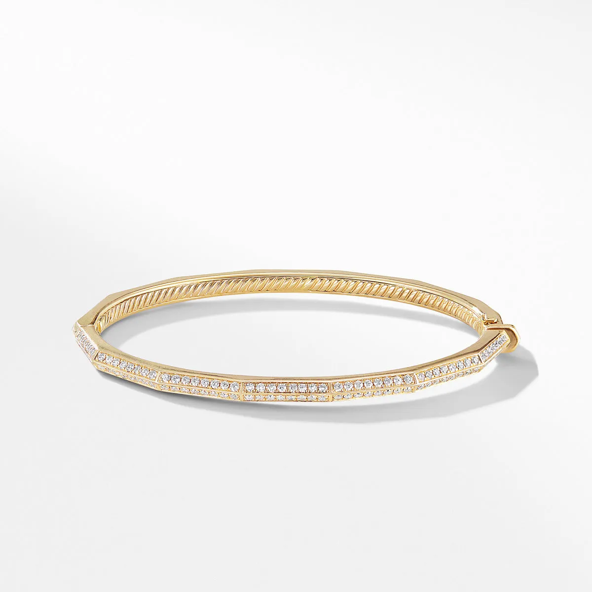 Stax Single Row Faceted Bracelet with Diamonds in 18K Gold, 3mm