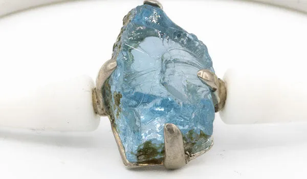 Sterling Silver Aqua Aura Quartz Rubber Bracelet