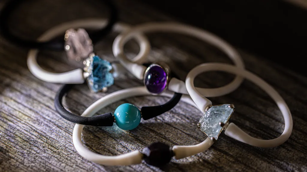 Sterling Silver Aqua Aura Quartz Rubber Bracelet